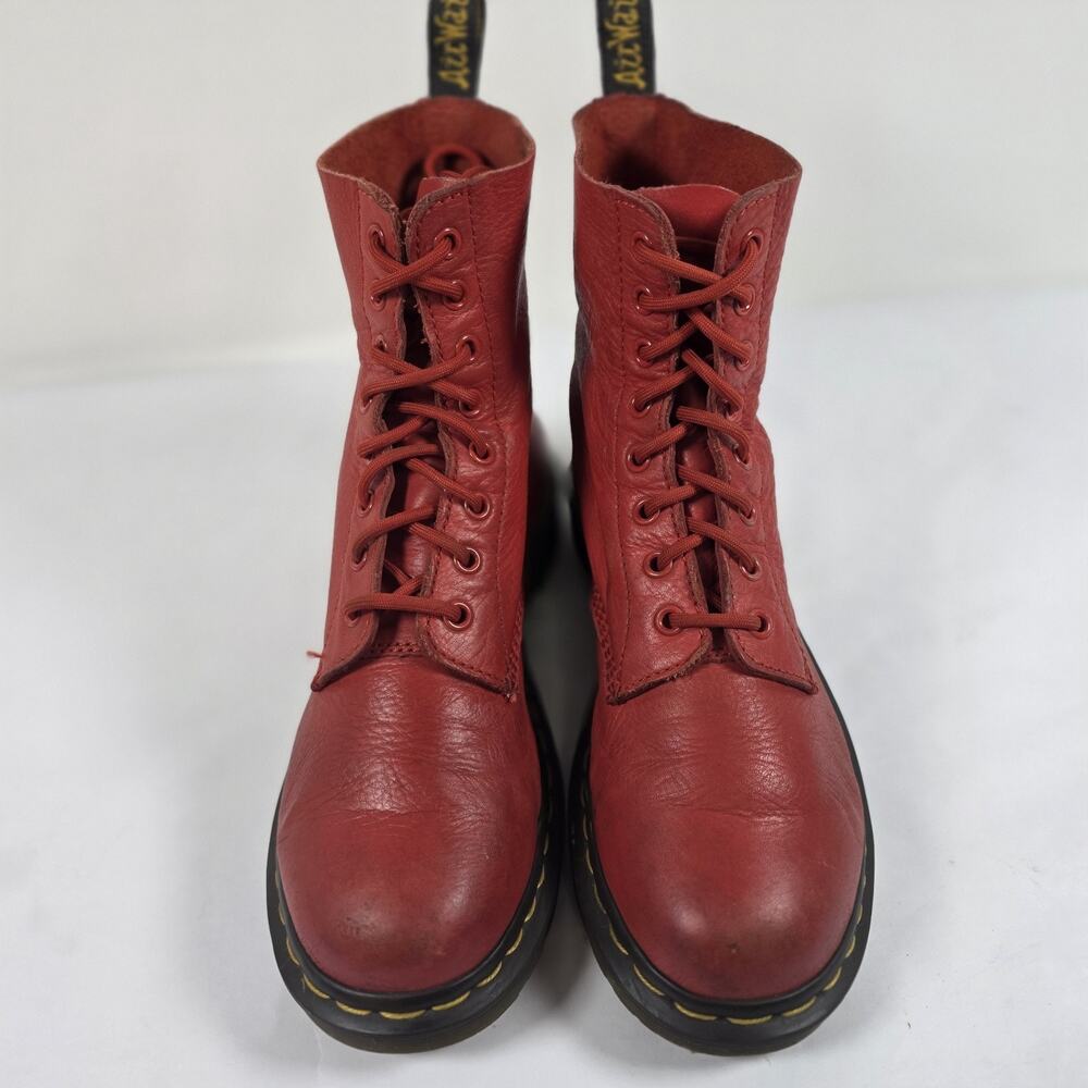 Dr Martens Pascal 8 Eye Boots Womens US 9 EU 41 Red Leather Lace Up Combat - Picture 2 of 10